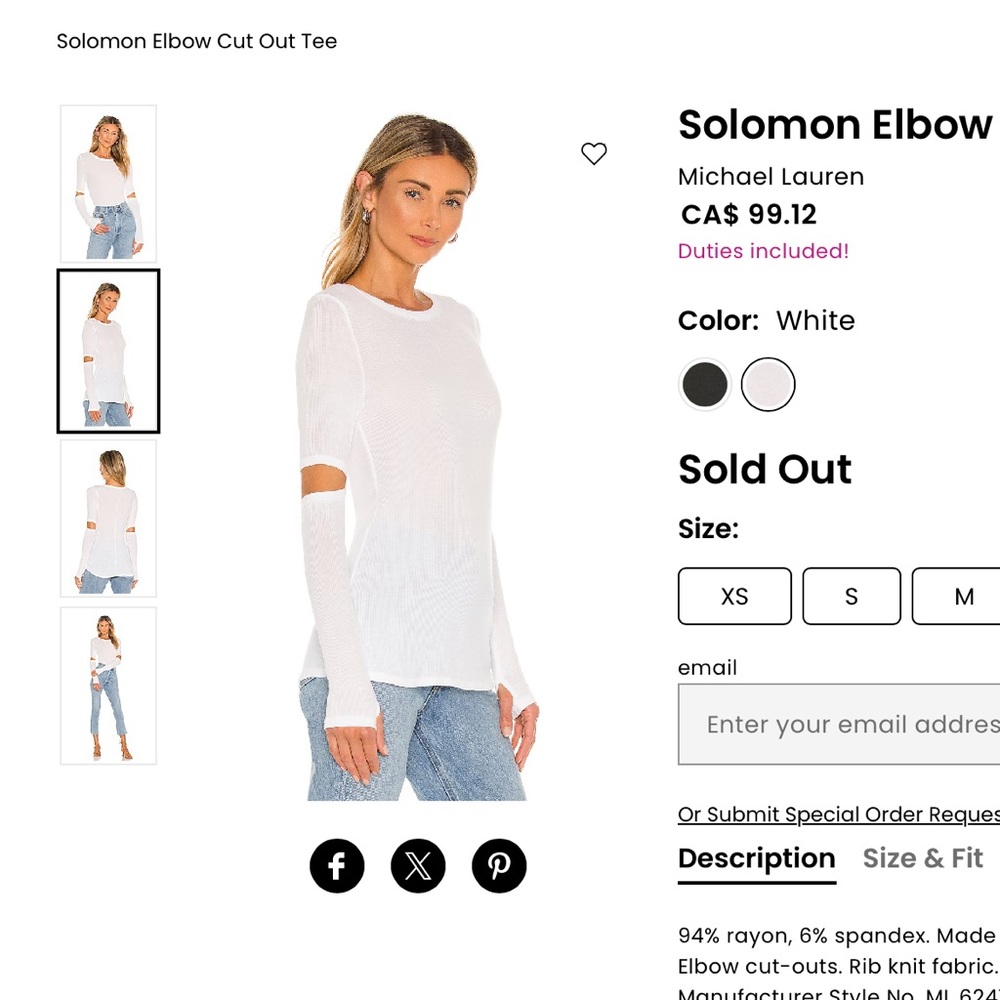 Michael Lauren white shirt in M